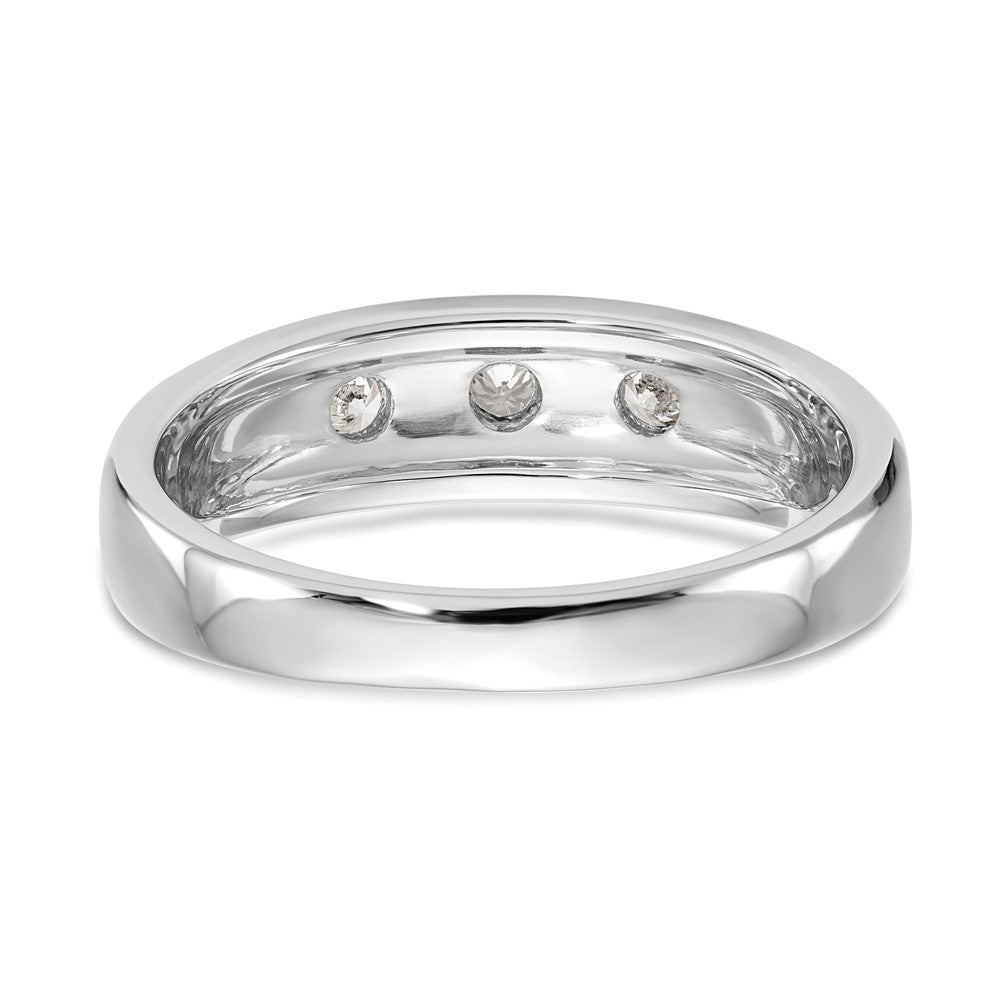 14K White Gold Real Diamond Men's Band