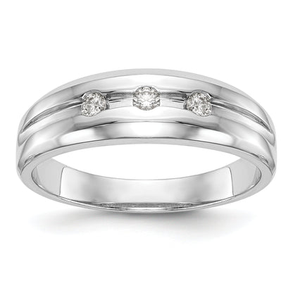 0.15ct. CZ Solid Real 14K White Gold Men's Wedding Band Ring