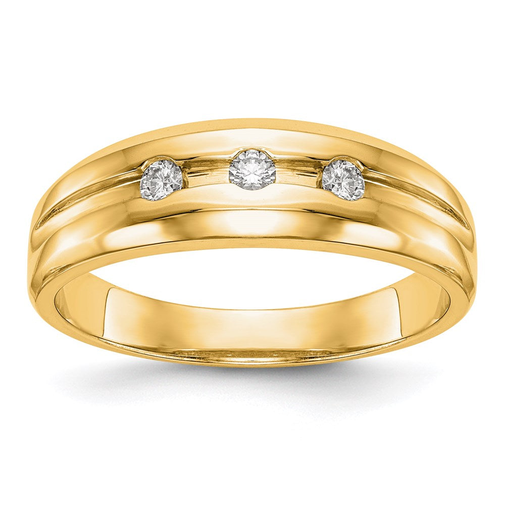 14K Yellow Gold Real Diamond Men's Band