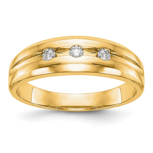 14K Yellow Gold Real Diamond Men's Band