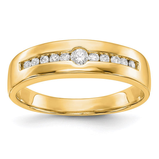 14K Yellow Gold Real Diamond Men's Band