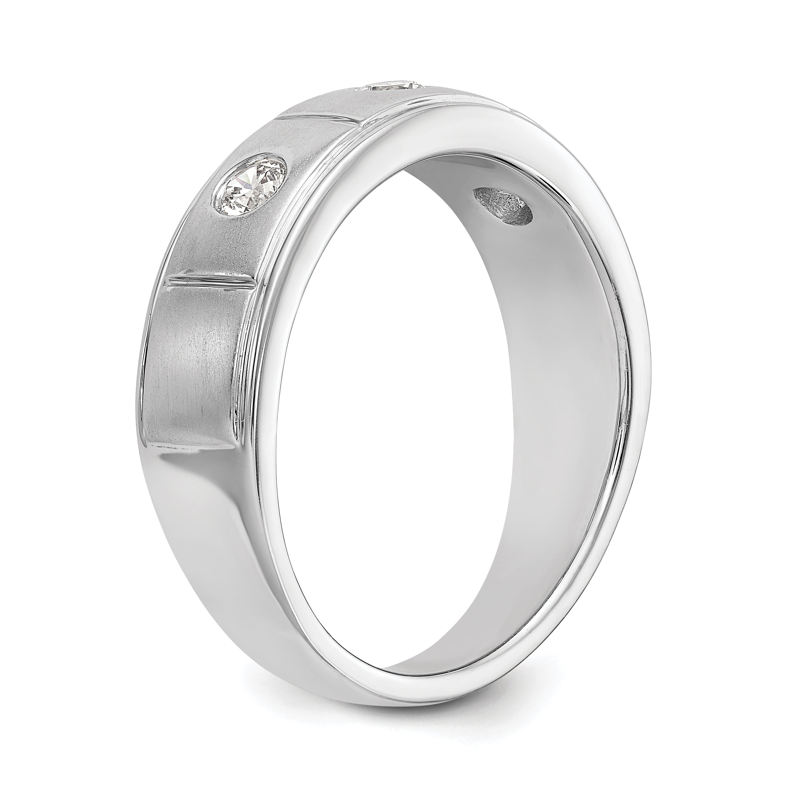 0.35ct. CZ Solid Real 14K White Gold Men's Wedding Band Ring