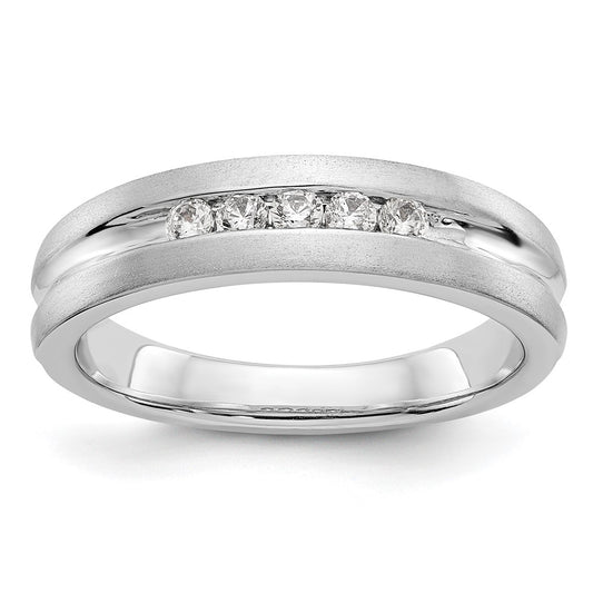 14K White Gold Real Diamond Men's Band