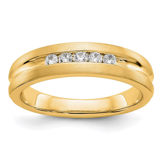 14K Yellow Gold Real Diamond Men's Band