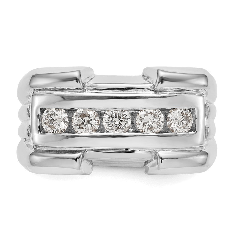 0.64ct. CZ Solid Real 14k White Gold Men's Wedding Band Ring