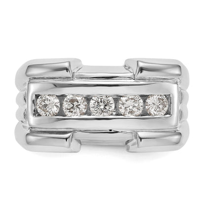 0.64ct. CZ Solid Real 14k White Gold Men's Wedding Band Ring