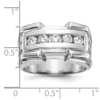0.64ct. CZ Solid Real 14k White Gold Men's Wedding Band Ring