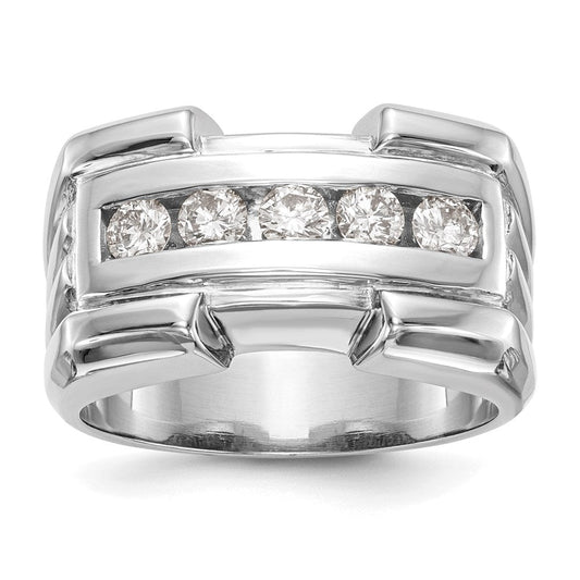 14k White Gold Real Diamond Men's Band