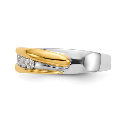14k Two-Tone Gold Real Diamond Men's Band