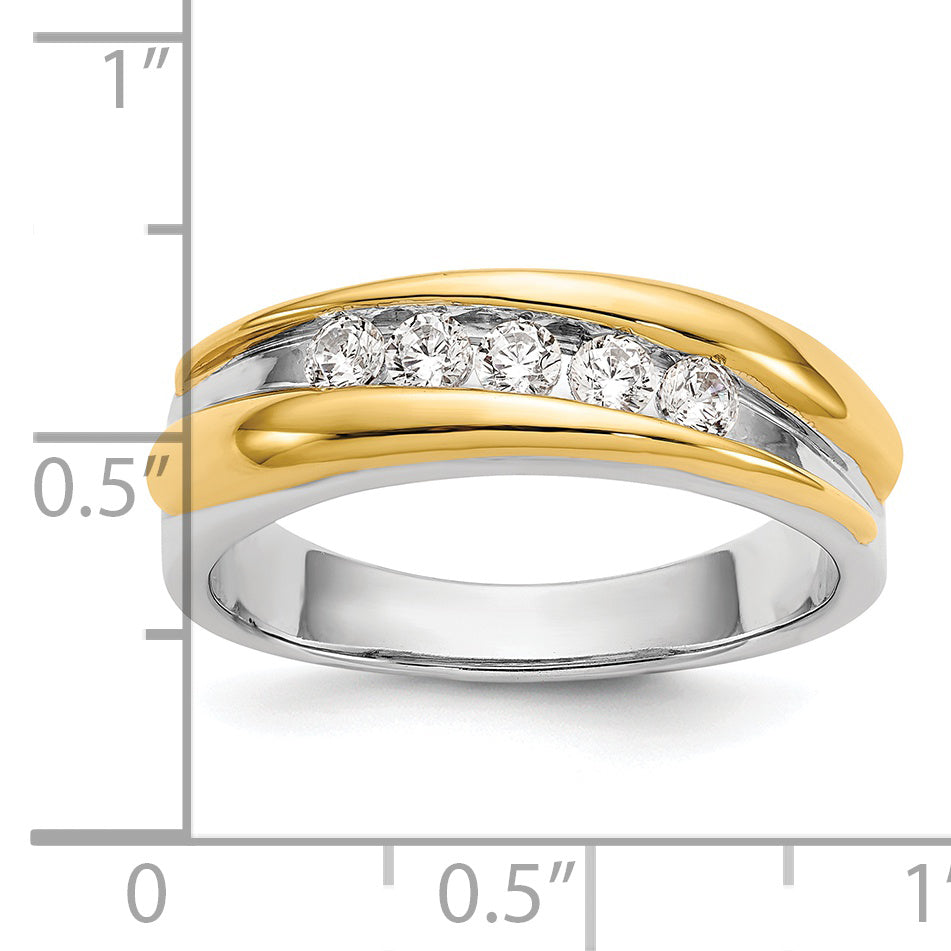 0.40ct. CZ Solid Real 14k Two-tone Men's Wedding Band Ring