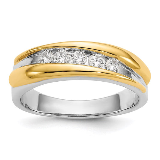 14k Two-Tone Gold Real Diamond Men's Band