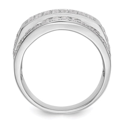 14K White Gold Real Diamond Men's Band