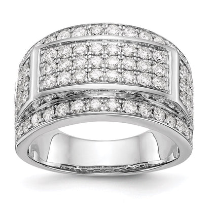 14K White Gold Real Diamond Men's Band