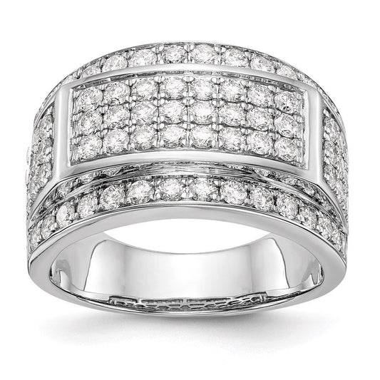 14K White Gold Real Diamond Men's Band