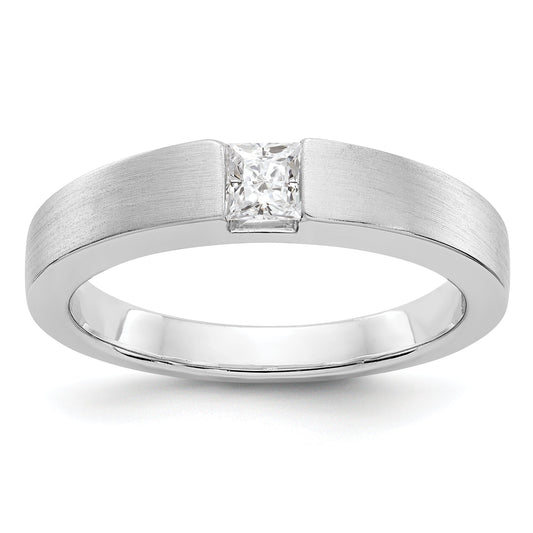 0.33ct. CZ Solid Real 14K White Gold Men's Wedding Band Ring