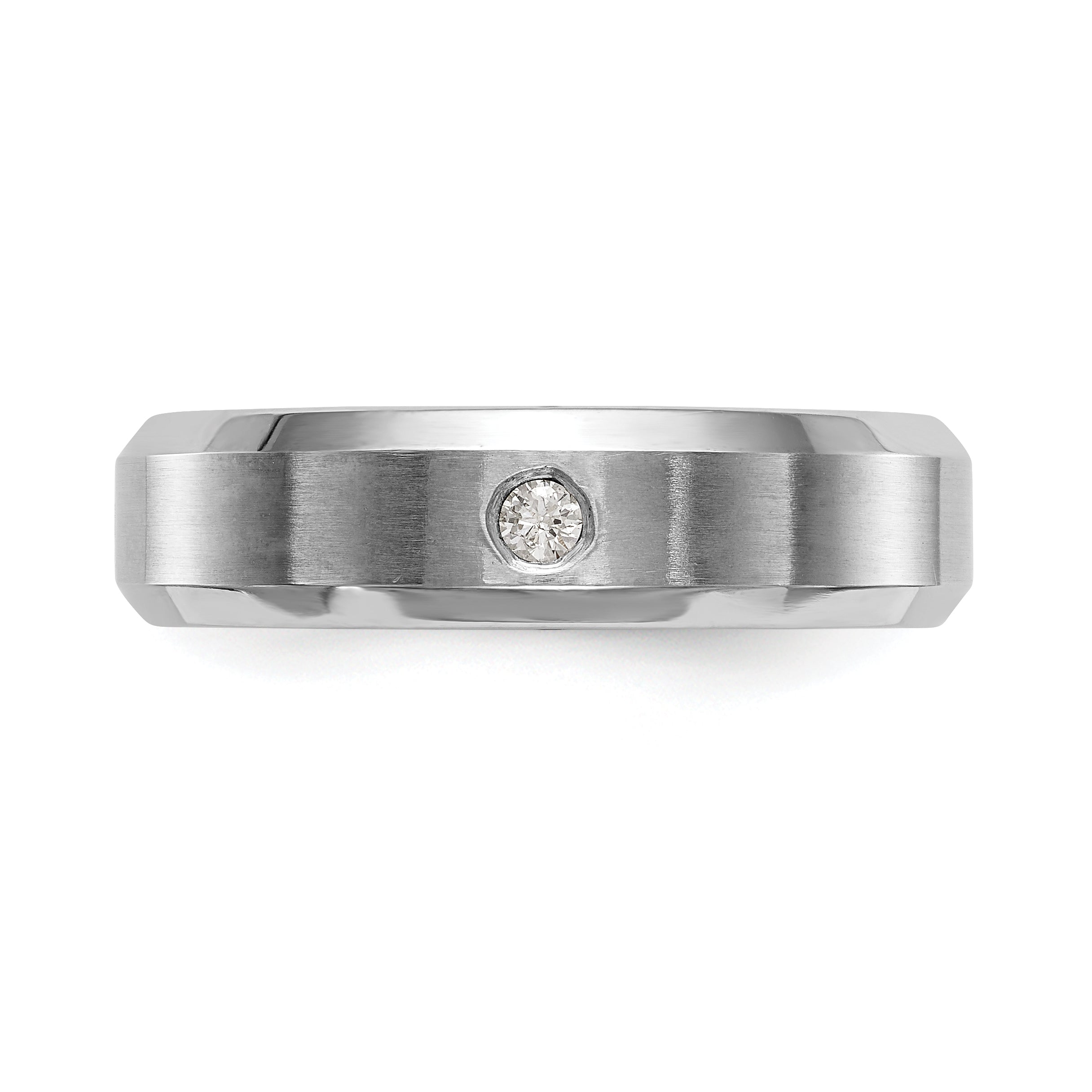 0.04ct. CZ Solid Real 14K White Gold Men's Wedding Band Ring