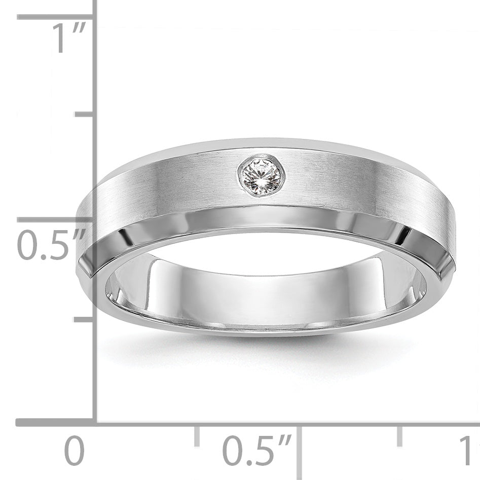 0.04ct. CZ Solid Real 14K White Gold Men's Wedding Band Ring