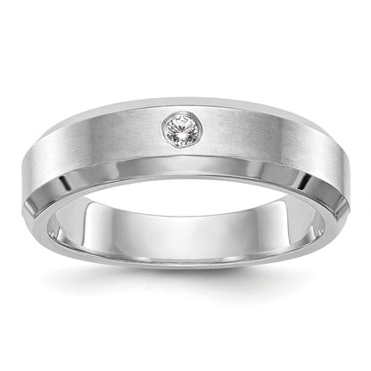 0.04ct. CZ Solid Real 14K White Gold Men's Wedding Band Ring