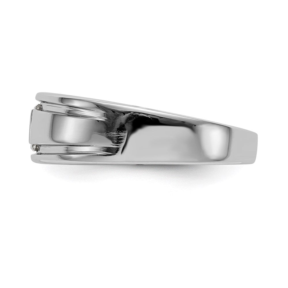 14K White Gold Real Diamond Men's Band