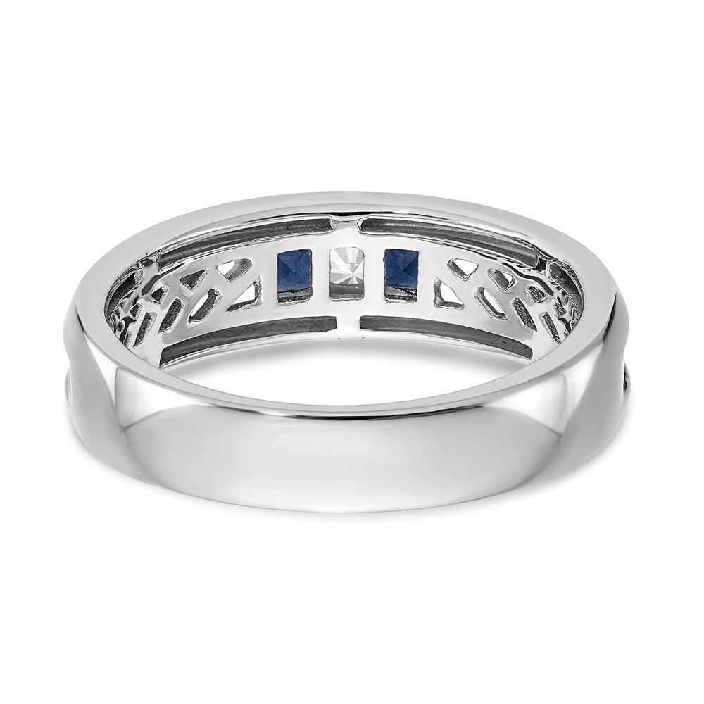14k White Gold Real Diamond w/Sapphire Men's Band