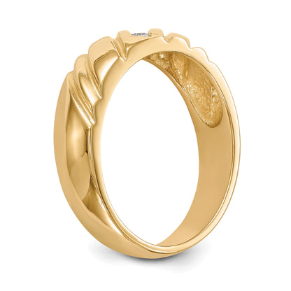 0.12ct. CZ Solid Real 14K Men's Wedding Band Ring