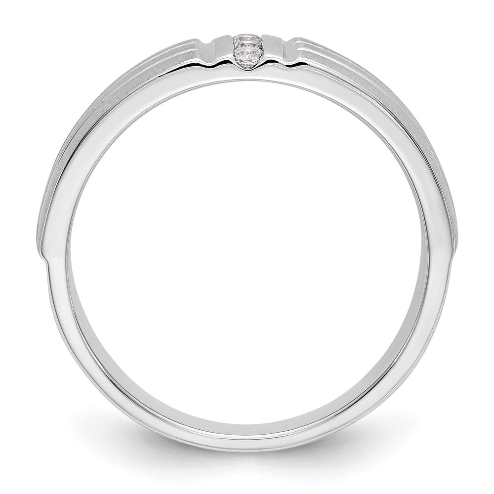 14K White Gold Real Diamond Men's Band