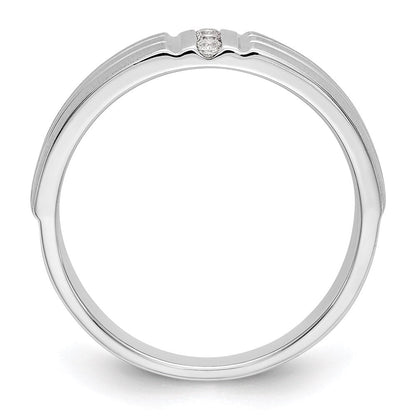 14K White Gold Real Diamond Men's Band