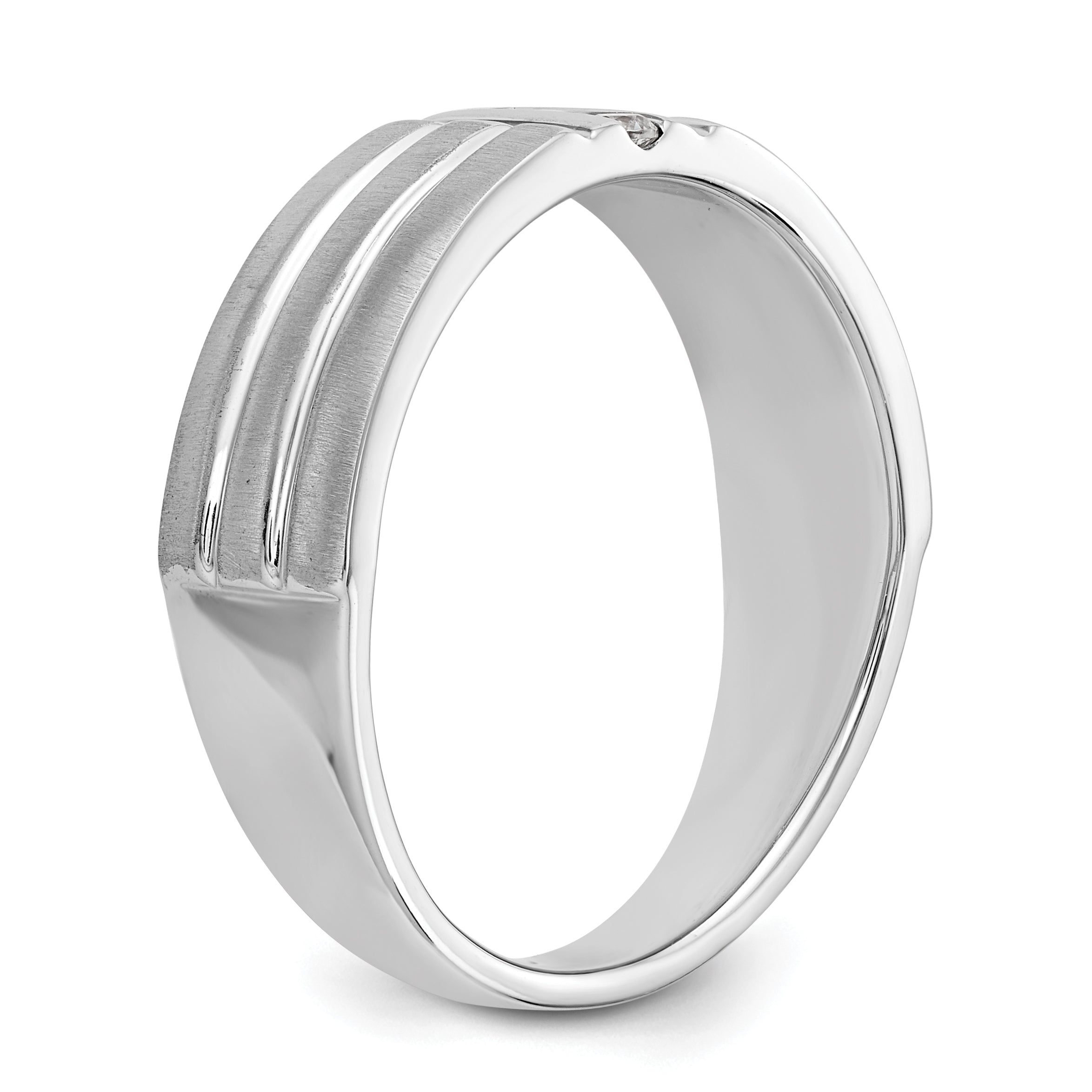 0.12ct. CZ Solid Real 14K White Gold Men's Wedding Band Ring