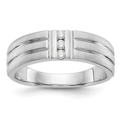14K White Gold Real Diamond Men's Band