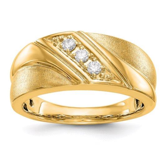14K Yellow Gold Real Diamond Men's Band