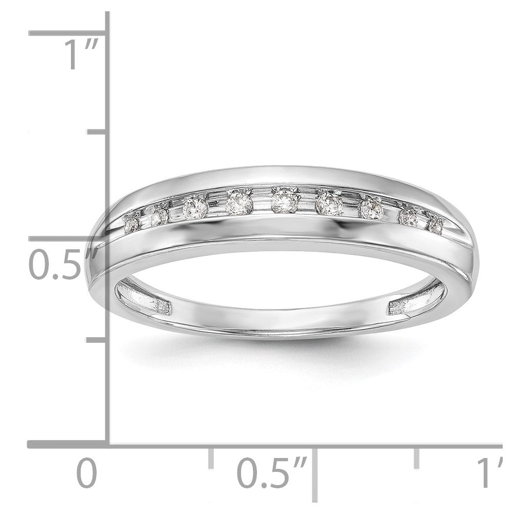 14K White Gold Real Diamond Men's Band