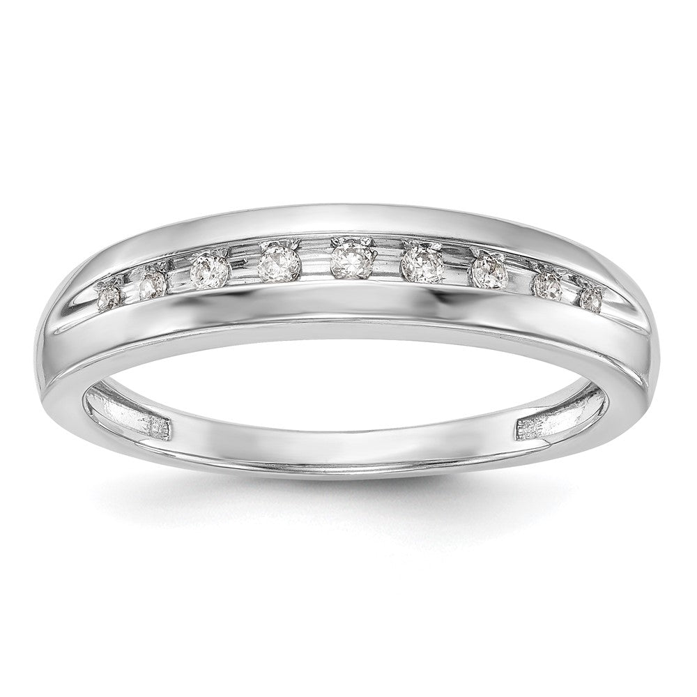 14K White Gold Real Diamond Men's Band