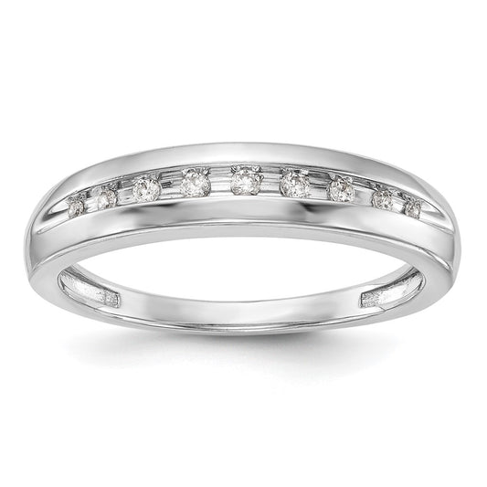 14K White Gold Real Diamond Men's Band