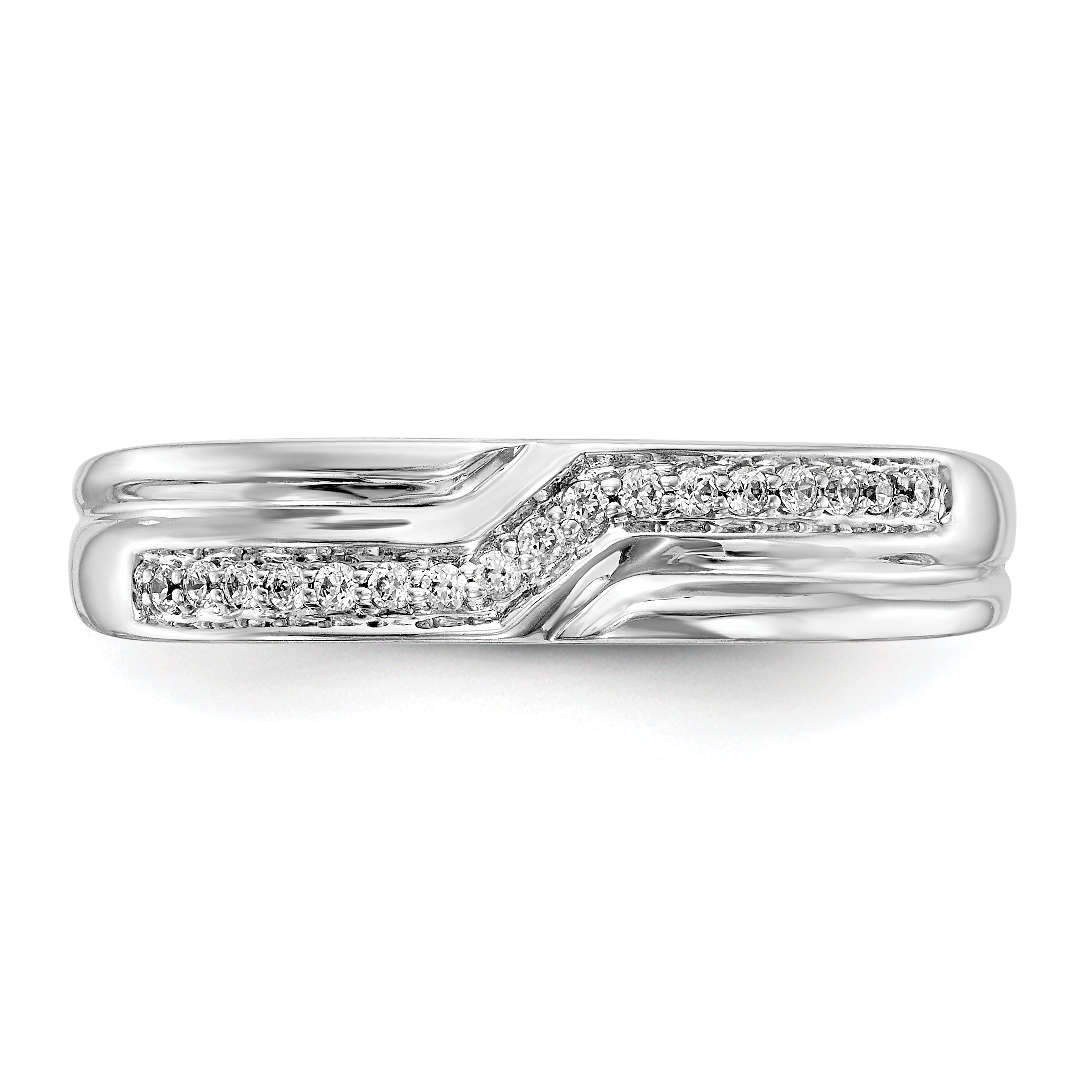 0.10ct. CZ Solid Real 14K White Gold Men's Wedding Band Ring