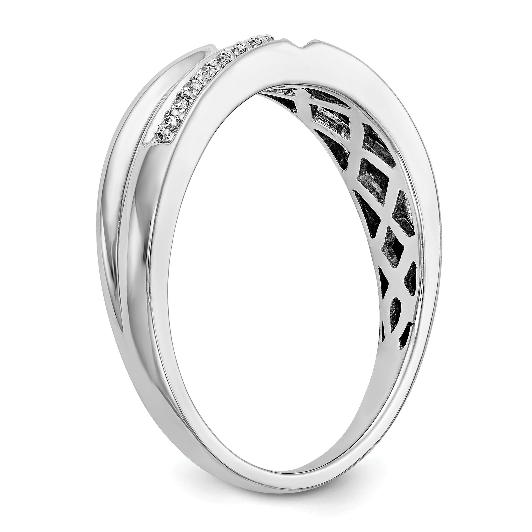 0.10ct. CZ Solid Real 14K White Gold Men's Wedding Band Ring
