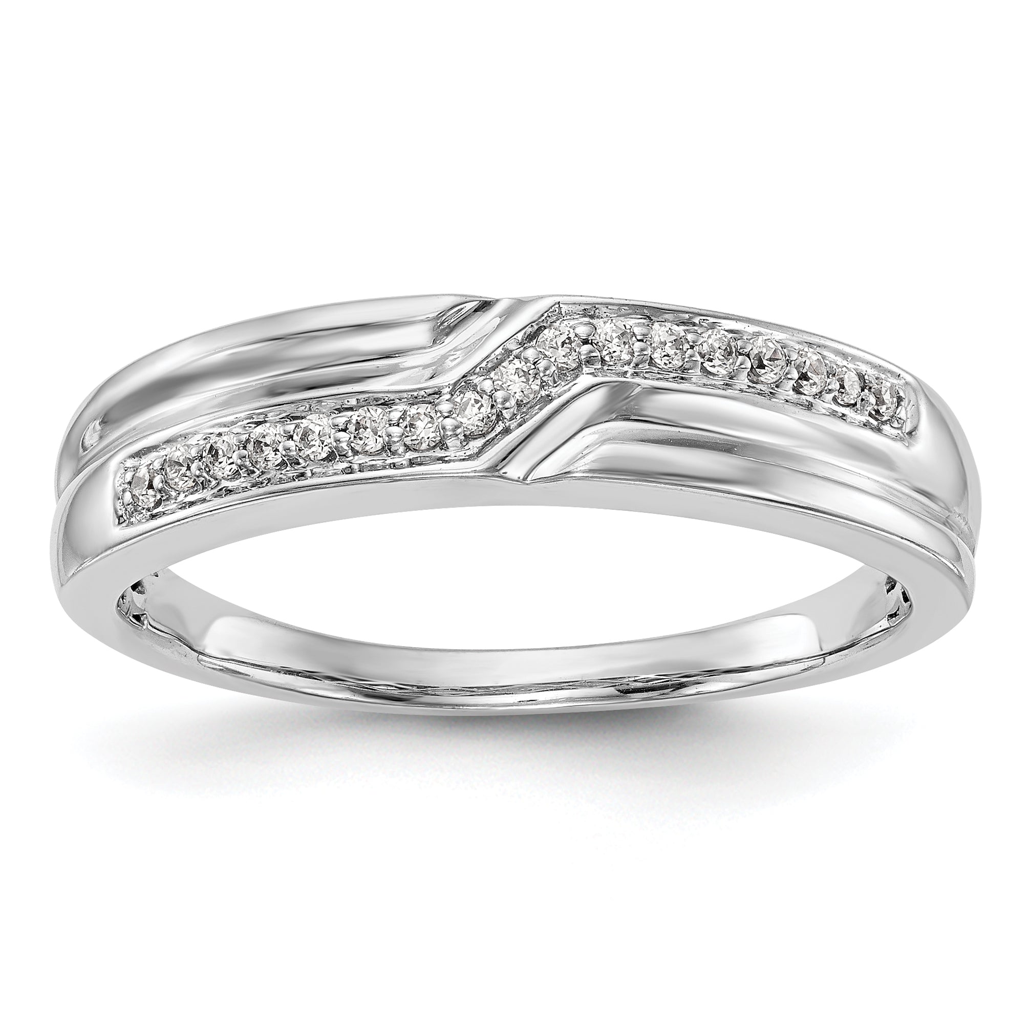 0.10ct. CZ Solid Real 14K White Gold Men's Wedding Band Ring