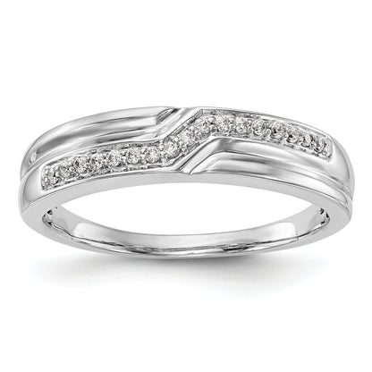 0.10ct. CZ Solid Real 14K White Gold Men's Wedding Band Ring