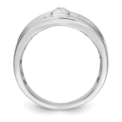 0.08ct. CZ Solid Real 14K White Gold Men's Wedding Band Ring
