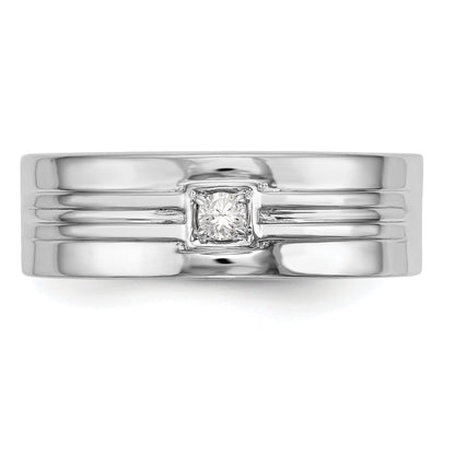0.08ct. CZ Solid Real 14K White Gold Men's Wedding Band Ring
