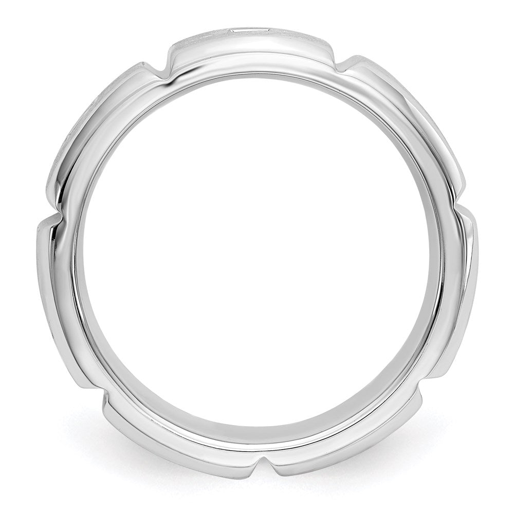 14K White Gold Real Diamond Men's Band