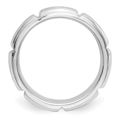 14K White Gold Real Diamond Men's Band