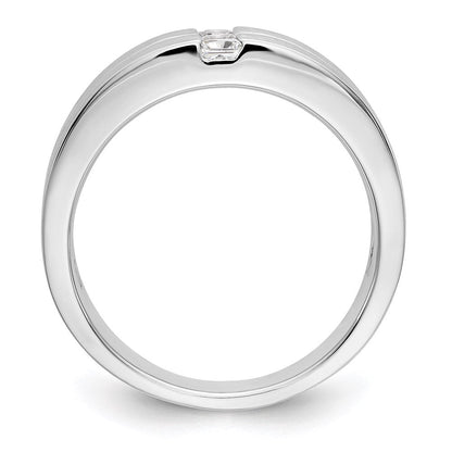 14K White Gold Real Diamond Men's Band