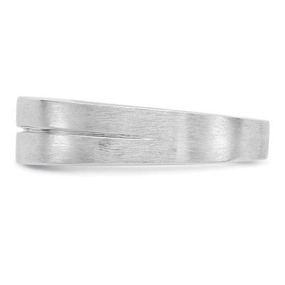 14K White Gold Real Diamond Men's Band