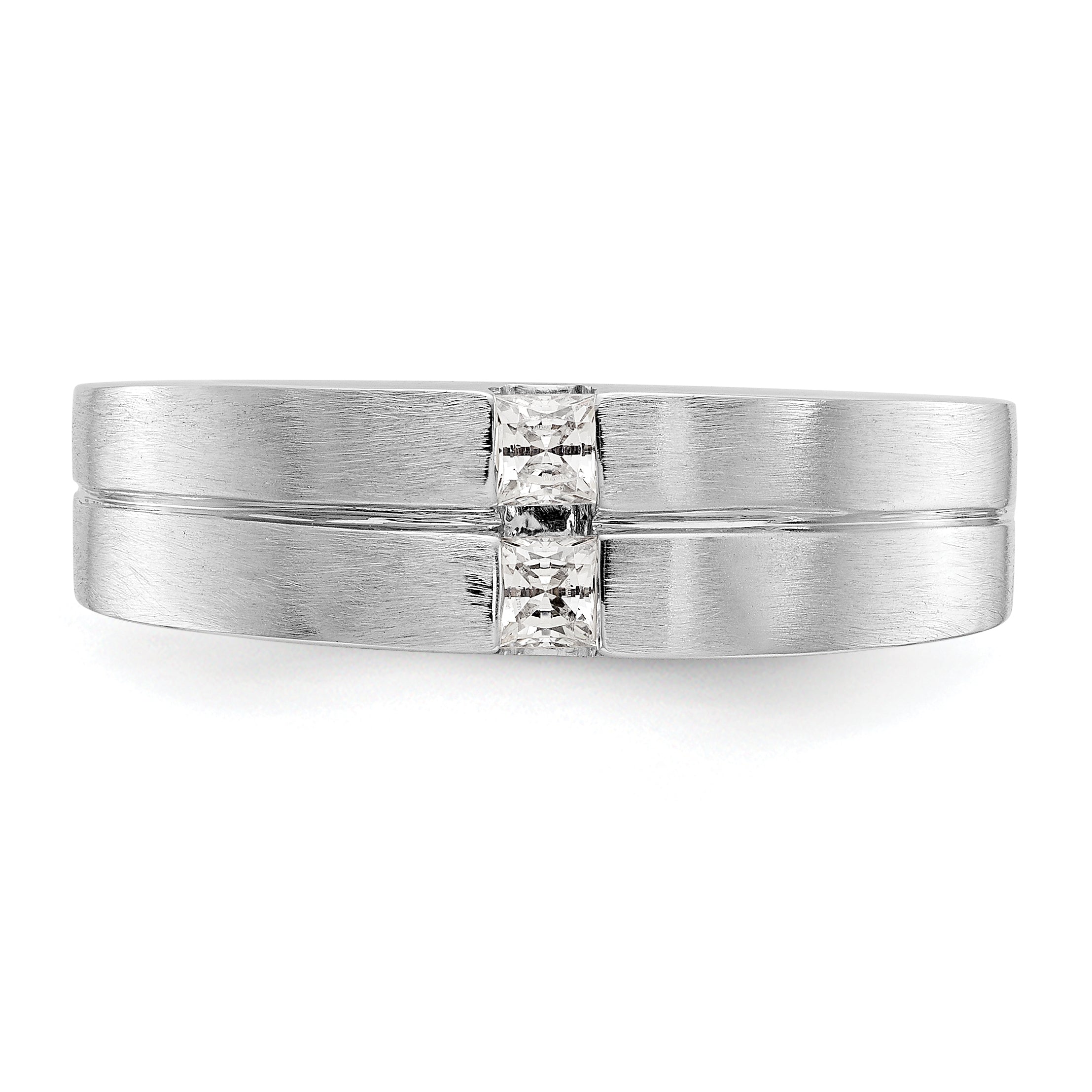 0.24ct. CZ Solid Real 14K White Gold Men's Wedding Band Ring