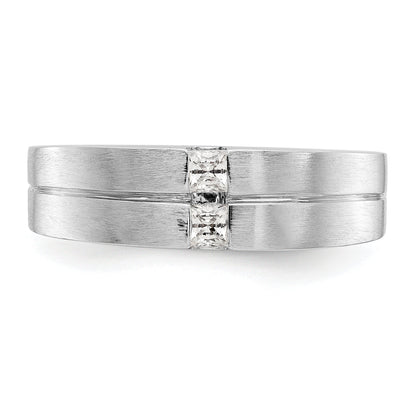 0.24ct. CZ Solid Real 14K White Gold Men's Wedding Band Ring