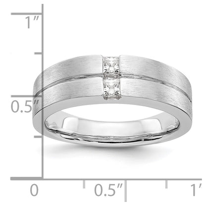 14K White Gold Real Diamond Men's Band