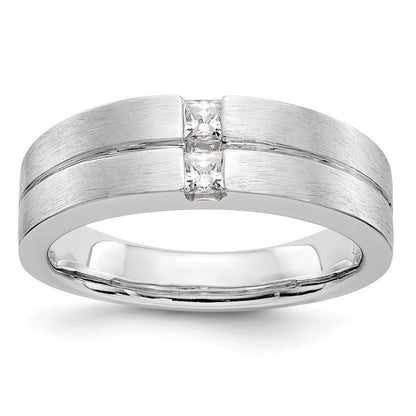 14K White Gold Real Diamond Men's Band
