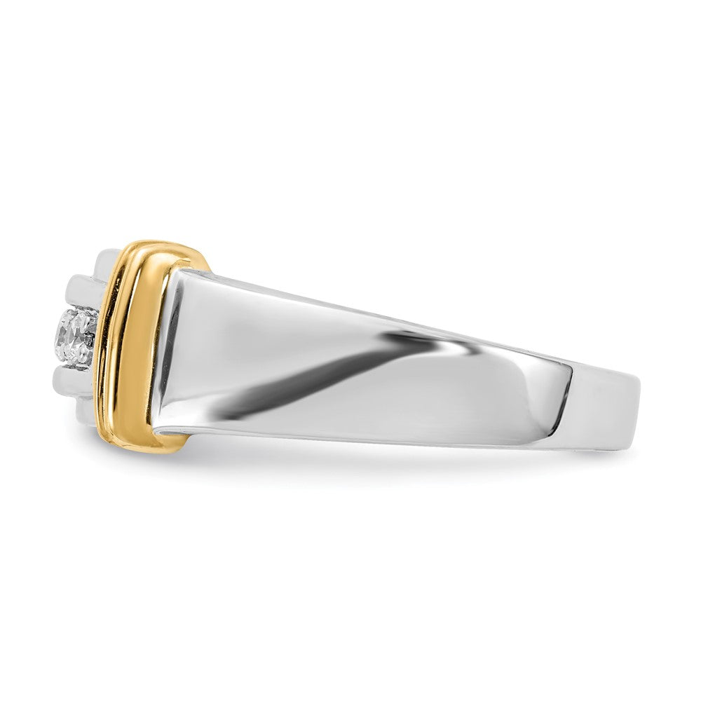 14k White u0026 Yellow Gold Real Diamond Men's Ring