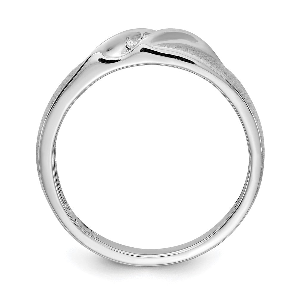 0.09ct. CZ Solid Real 14k White Gold Satin Men's Ring