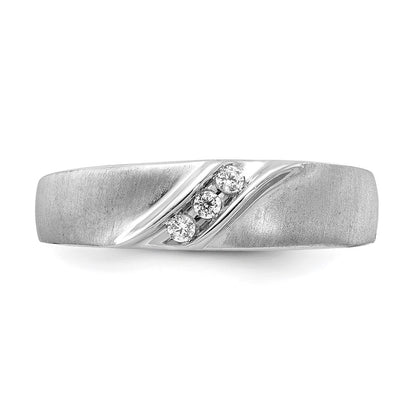 0.09ct. CZ Solid Real 14k White Gold Satin Men's Ring